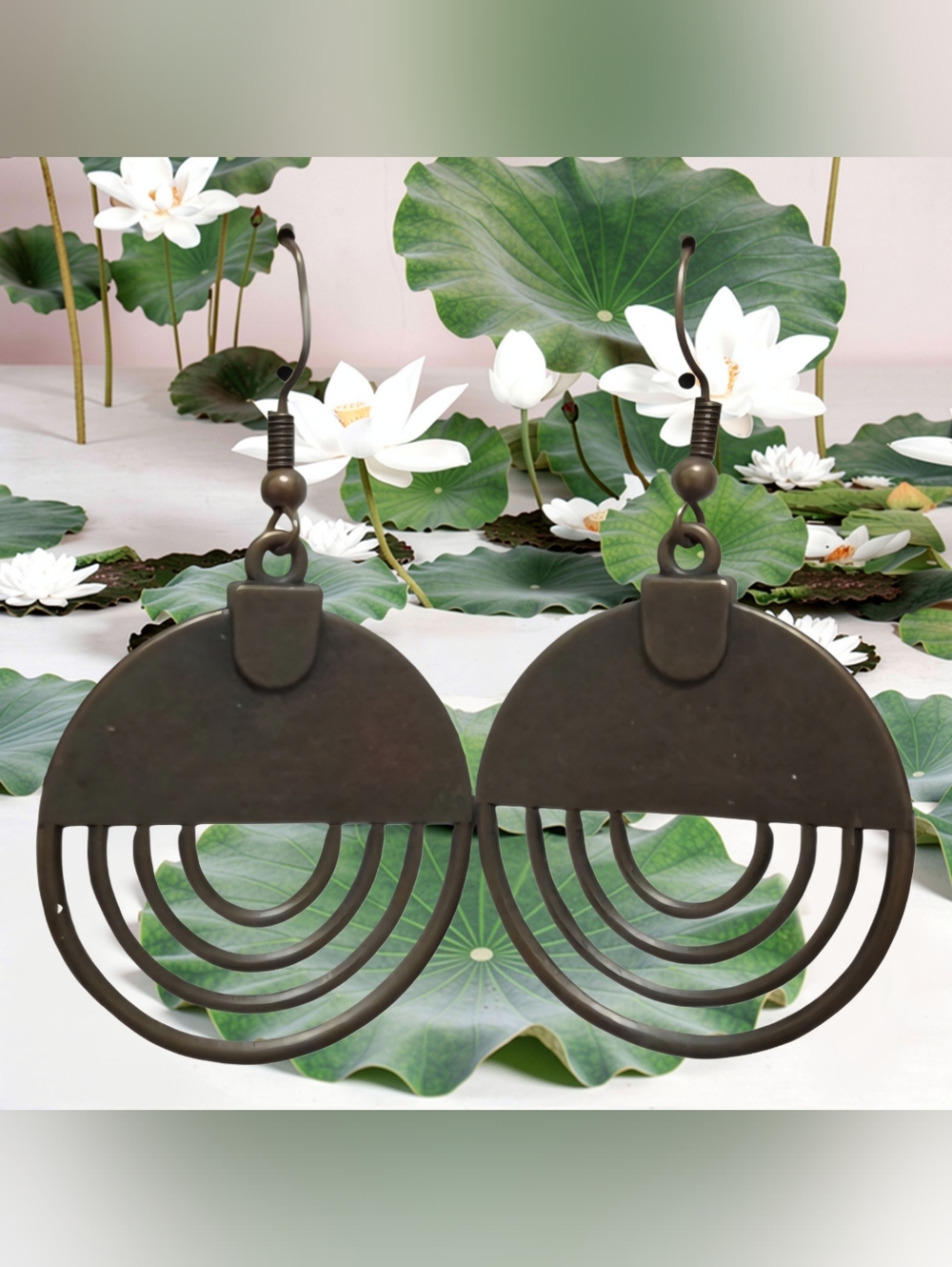 Bronze Boho Geometric Drop Earrings